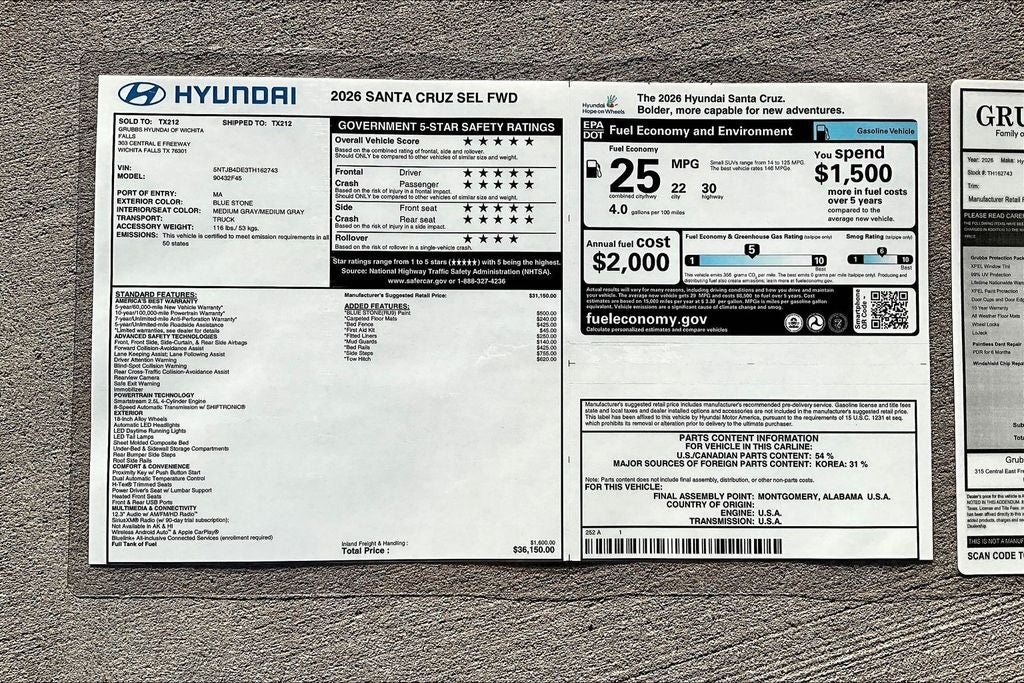 2026 Hyundai Santa Cruz SEL