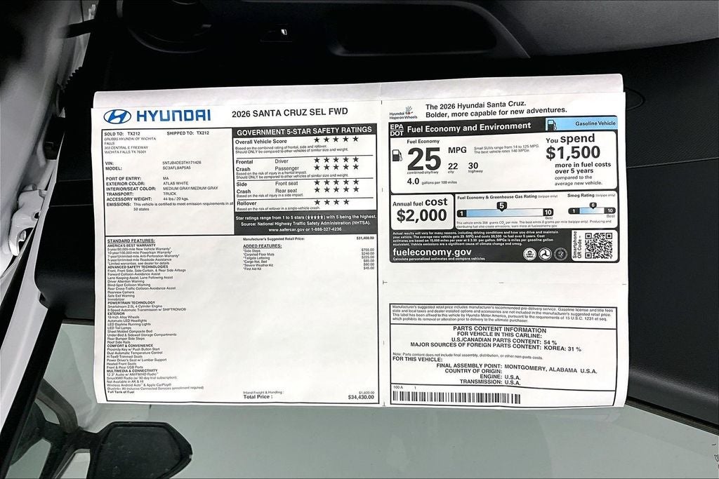 2026 Hyundai Santa Cruz SEL