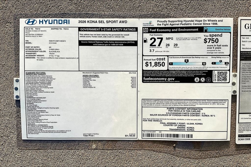 2026 Hyundai Kona SEL Sport