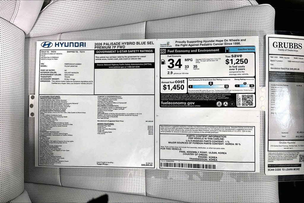 2026 Hyundai Palisade Hybrid Blue SEL Premium 7 Passenger