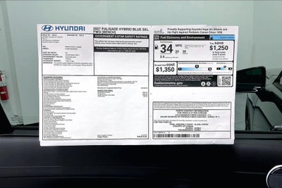 2027 Hyundai Palisade Hybrid Blue SEL 8 Passenger