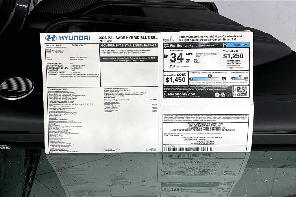 2026 Hyundai Palisade Hybrid Blue SEL 7 Passenger