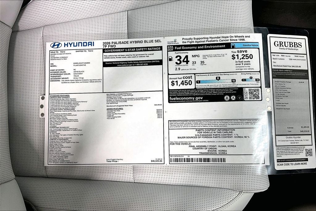 2026 Hyundai Palisade Hybrid Blue SEL 7 Passenger