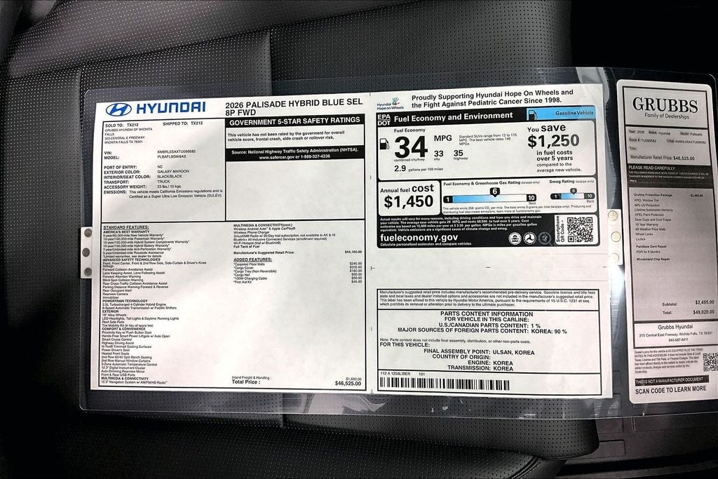 2026 Hyundai Palisade Hybrid Blue SEL 8 Passenger