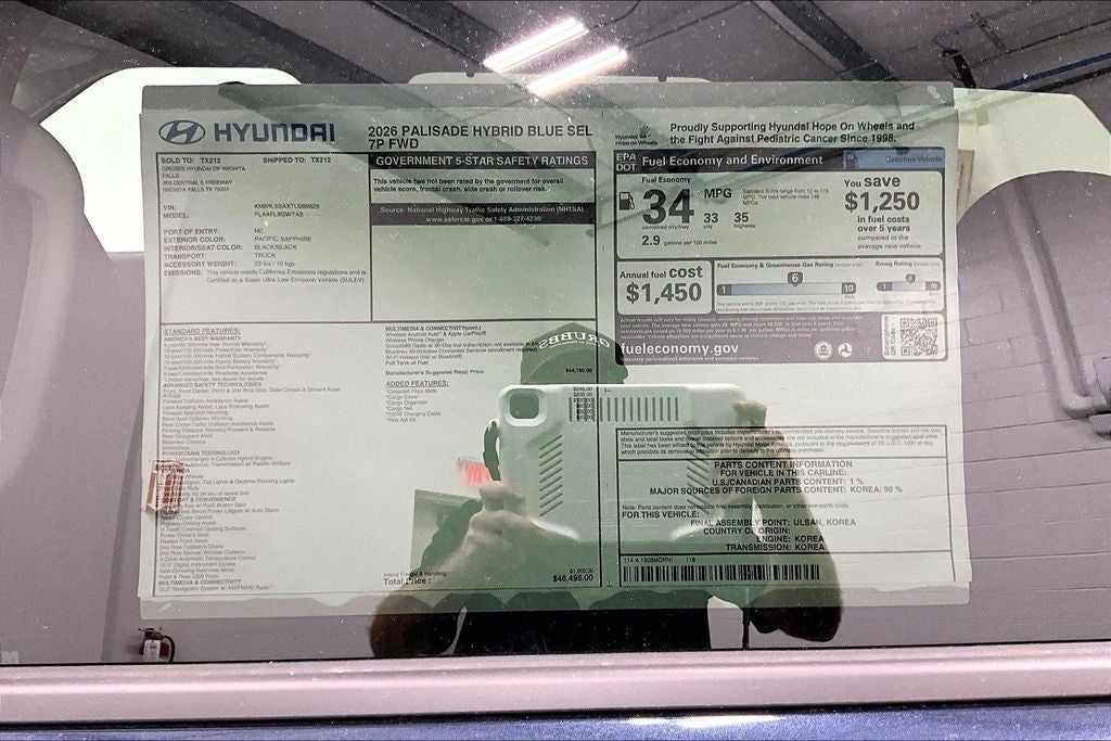 2026 Hyundai Palisade Hybrid Blue SEL 7 Passenger