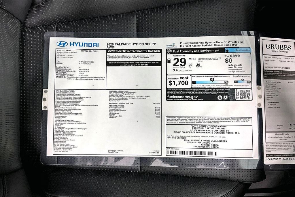 2026 Hyundai Palisade Hybrid SEL 7 Passenger