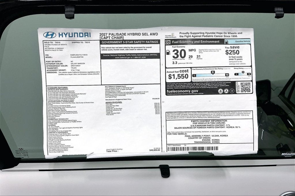 2027 Hyundai Palisade Hybrid Calligraphy 7 Passenger