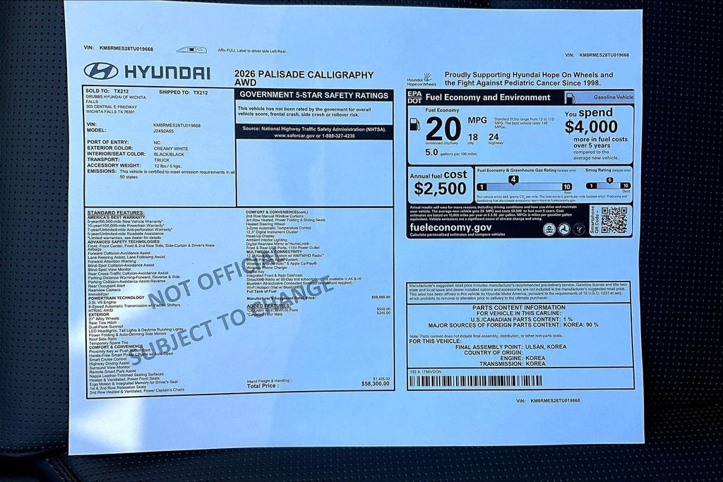 2026 Hyundai Palisade Calligraphy