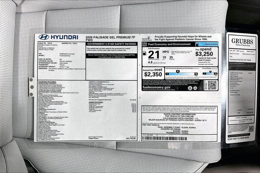 2026 Hyundai Palisade SEL Premium 7 Passenger