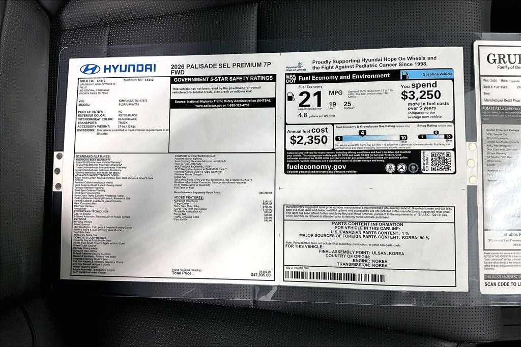 2026 Hyundai Palisade SEL Premium 7 Passenger