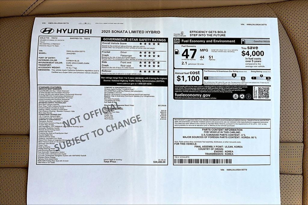 2025 Hyundai Sonata Hybrid Limited