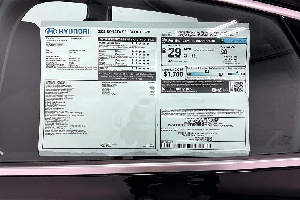 2026 Hyundai Sonata SEL Sport