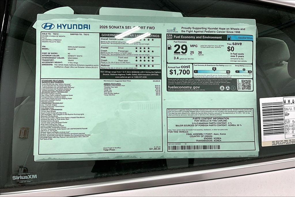 2026 Hyundai Sonata SEL Sport