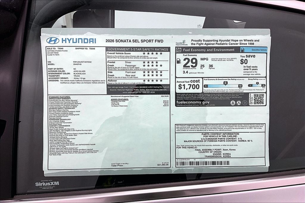 2026 Hyundai Sonata SEL Sport