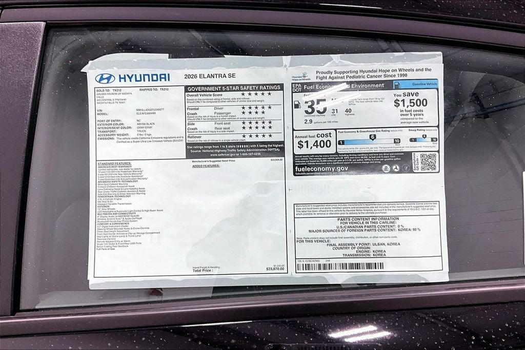 2026 Hyundai Elantra SE