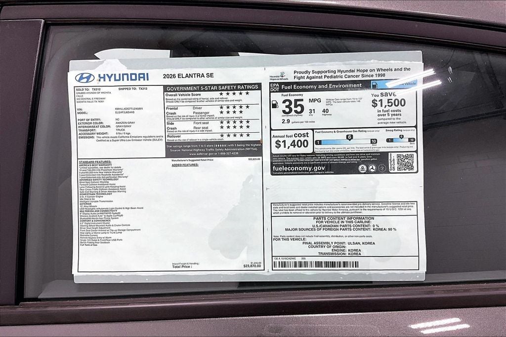 2026 Hyundai Elantra SE