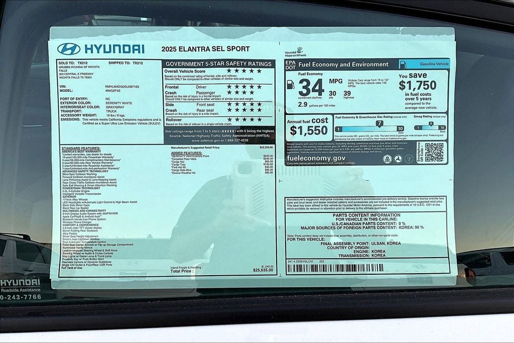 2025 Hyundai Elantra SEL Sport