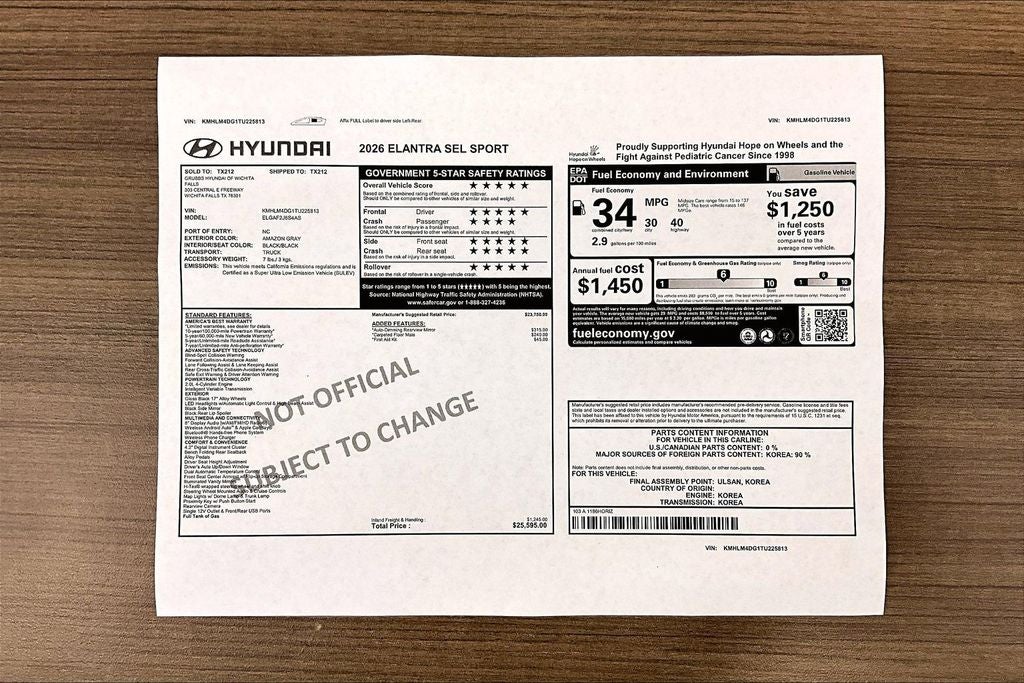 2026 Hyundai Elantra SEL Sport