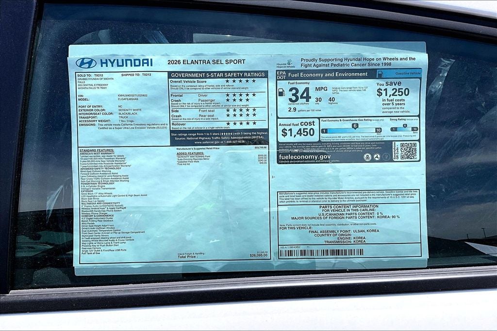 2026 Hyundai Elantra SEL Sport