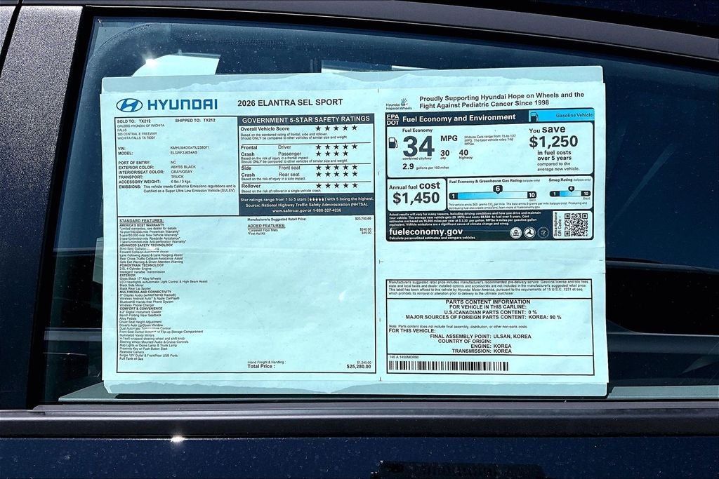 2026 Hyundai Elantra SEL Sport