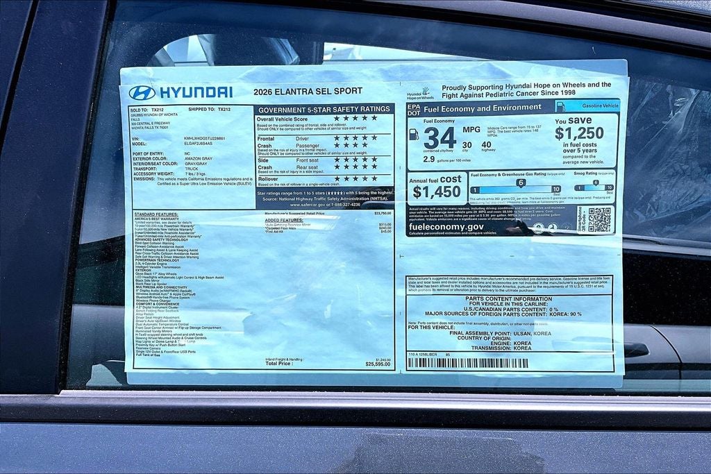 2026 Hyundai Elantra SEL Sport