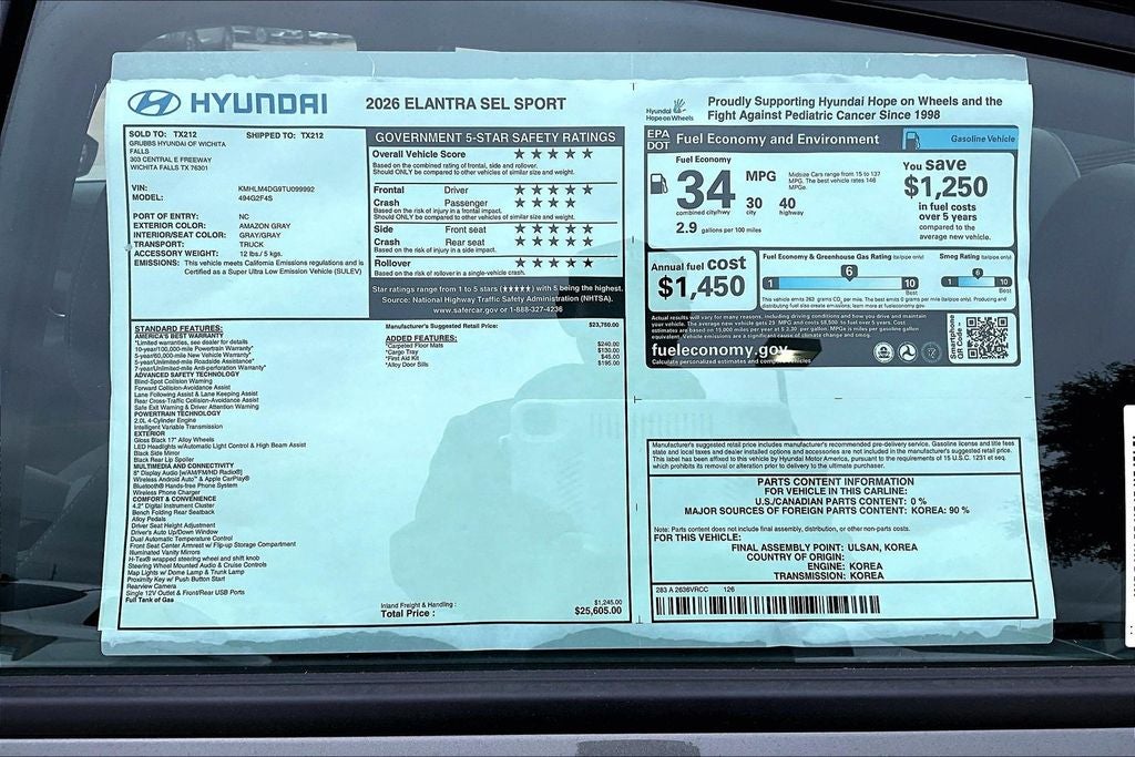 2026 Hyundai Elantra SEL Sport