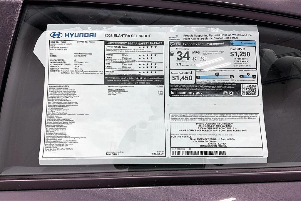 2026 Hyundai Elantra SEL Sport