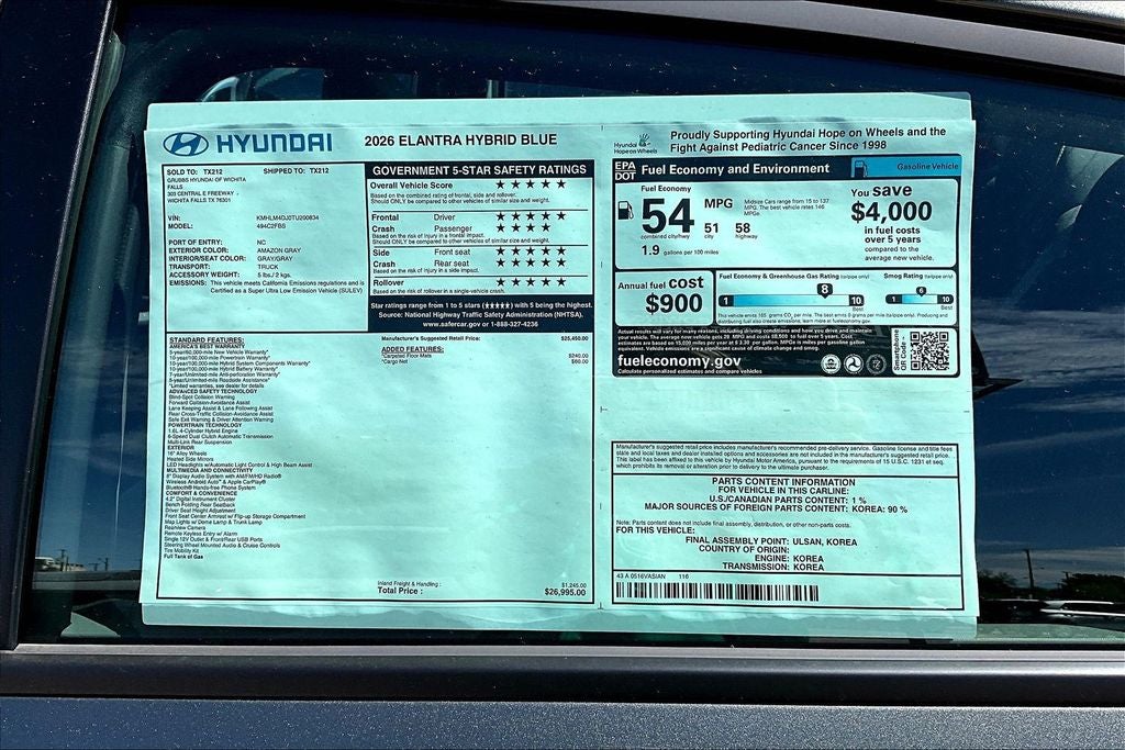 2026 Hyundai Elantra Hybrid Blue