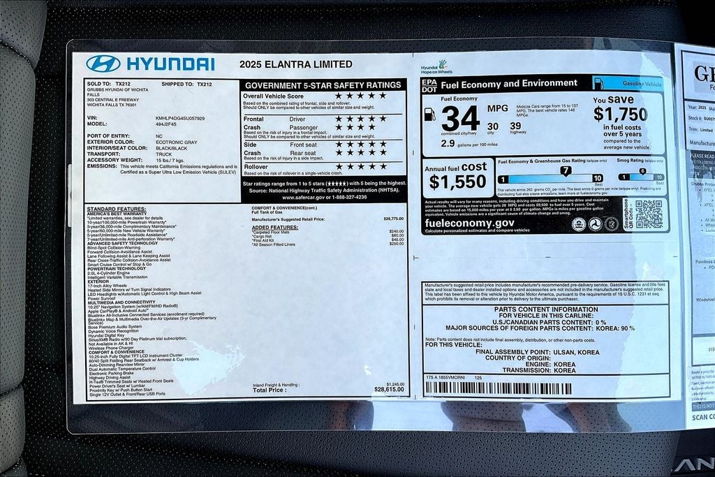 2025 Hyundai Elantra Limited