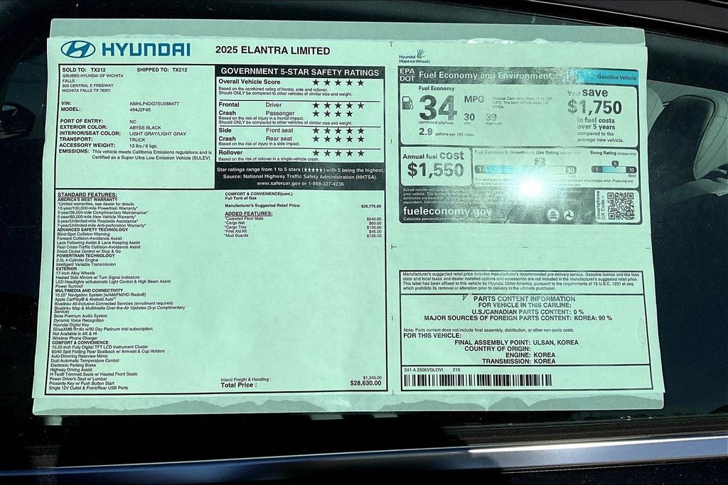 2025 Hyundai Elantra Limited