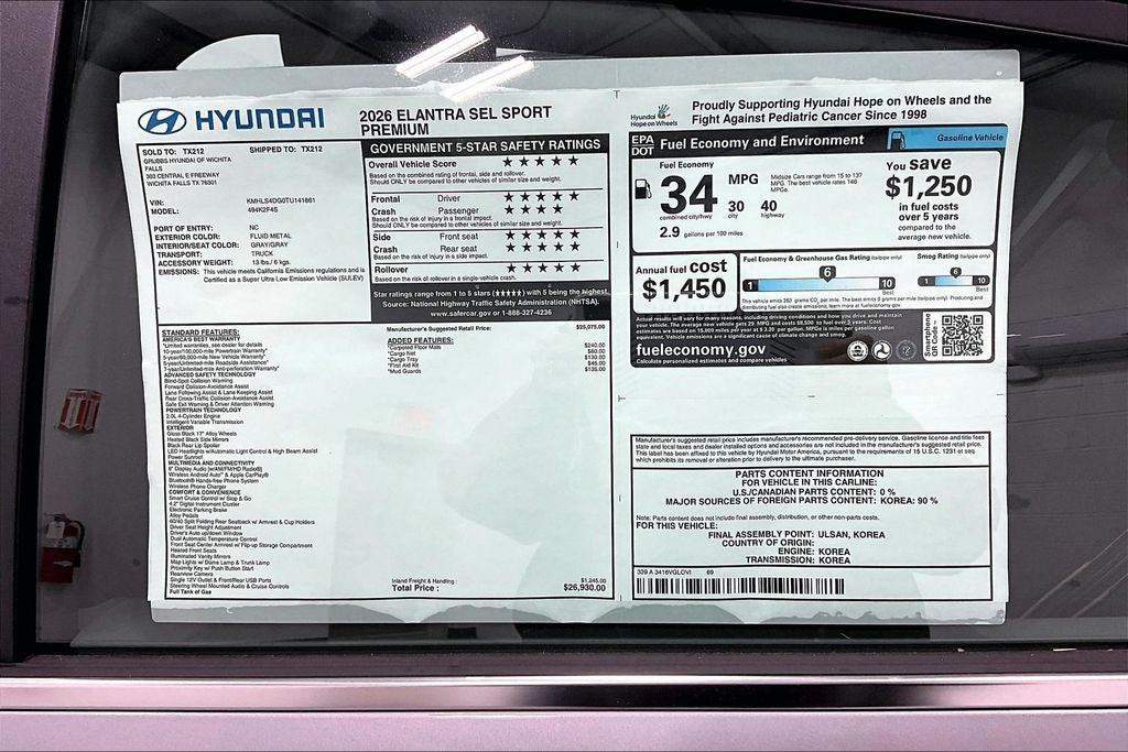 2026 Hyundai Elantra SEL Sport